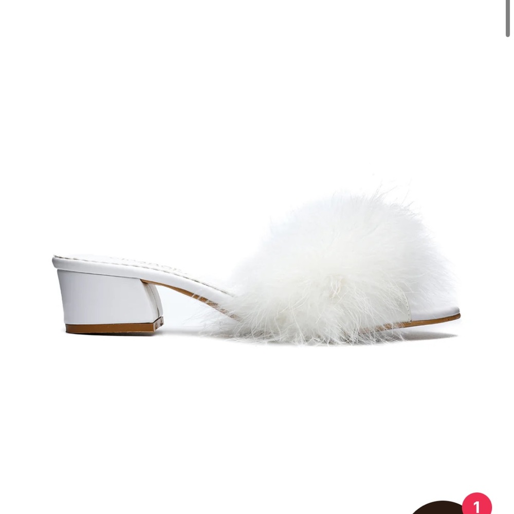 NEW!! And never worn Eleanor Louise White Fluffy Heels